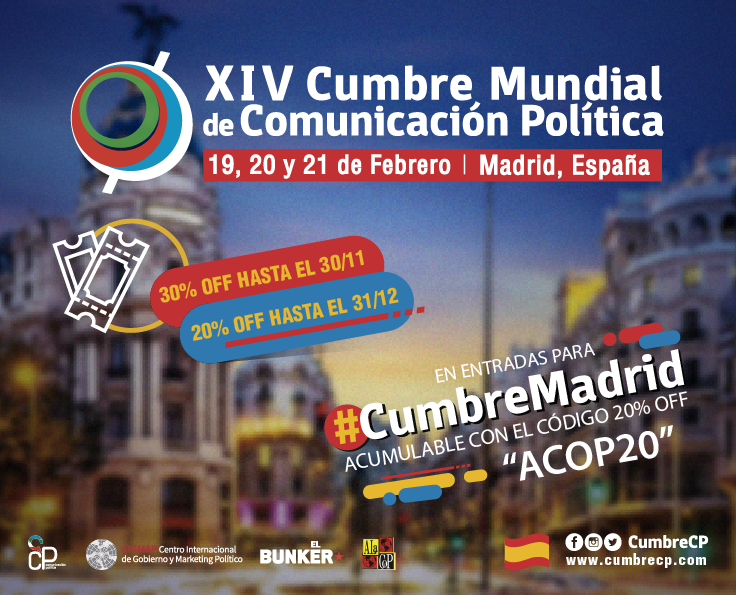 Los socios de ACOP tendrán un descuento en la XIV Cumbre Mundial de Comunicación Política