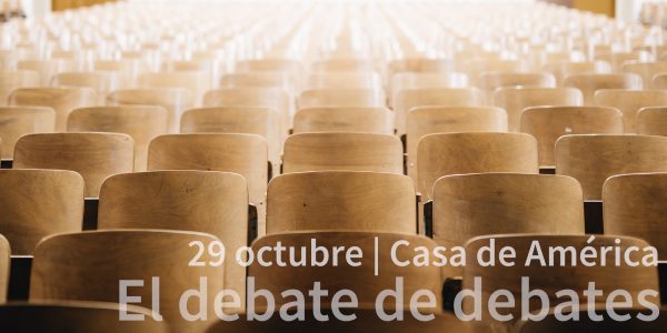 cartel del evento que organiza acop en casa de america donde se analizan los debates electorales de las ultimas campañas electorales
