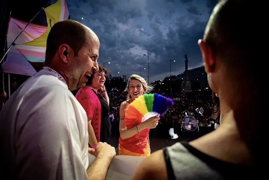 Yolanda Díaz en la manifestación del orgullo gay.